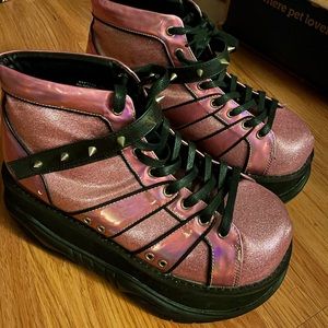 Demonia Neptune 100 black and pink platform galaxy space goth shoes 12